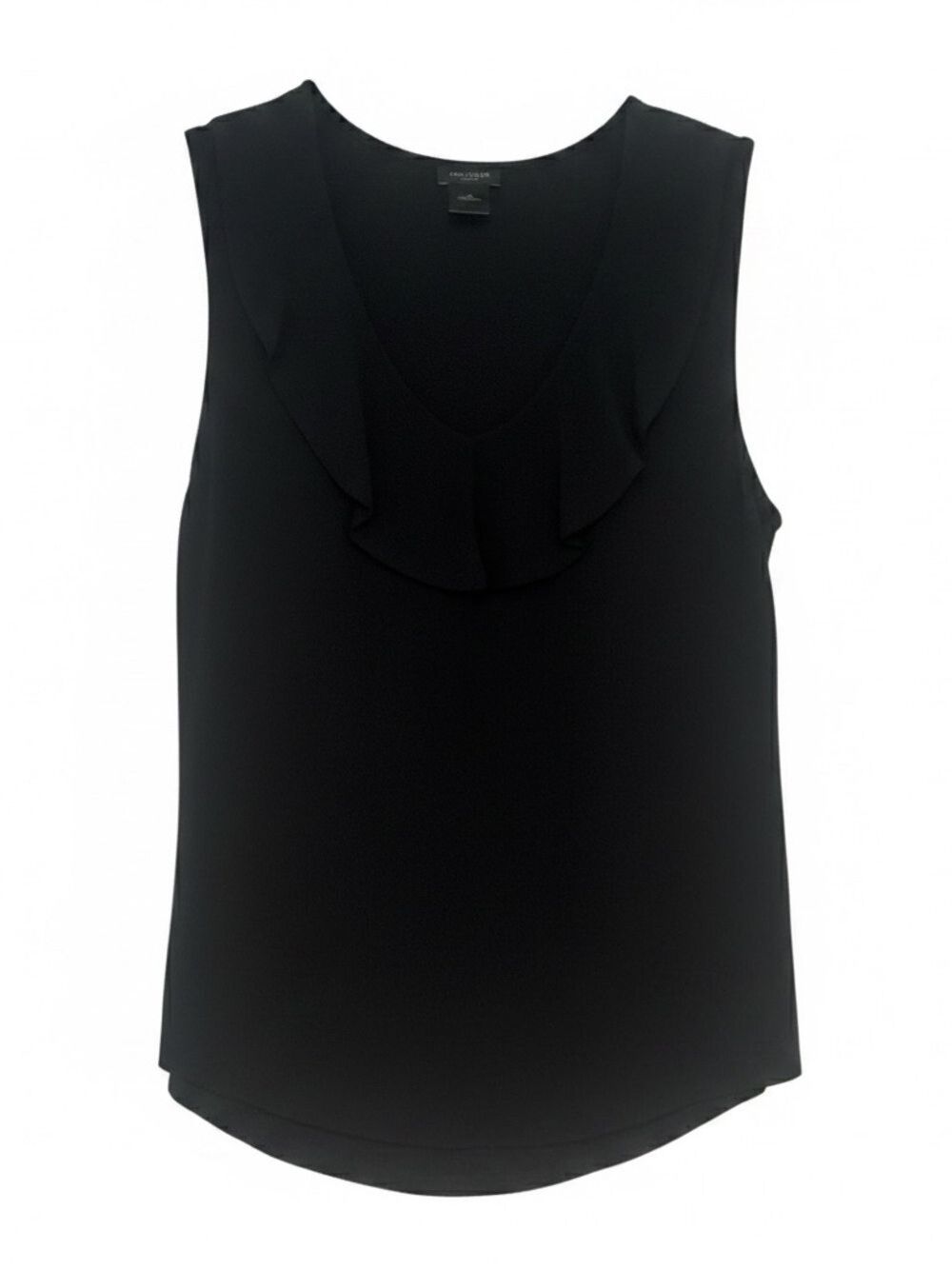 Ann Taylor Factory Black Ruffle Trim V-Neck Sleeveless Camisole